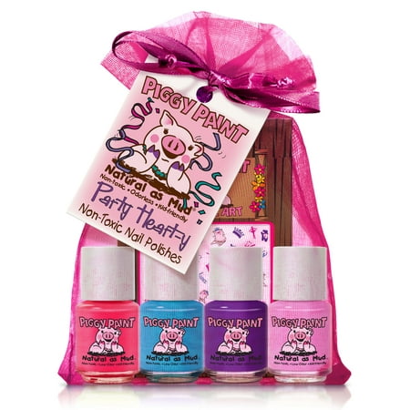 Piggy Paint Girls Nail Polish, 100% Non-toxic Safe, Chemical Free Low Odor for Kids, Party Hearty Gift (Best Nail Paint In India)