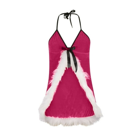 

Lingerie Red Fasion Women Festival Bowknot Christmas Backless Bodysuit Lingerie for Curvy Women