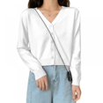 thumbnail image 1 of PENGXIANG Cardigan Tricoté pour Femmes Manches Longues Boutonné Col en V Veste Fine (Blanc), 1 of 8