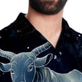 thumbnail image 5 of Taurus Constellation Men's Casual Printed Poplin Short Sleeve Button Down Beach Shirt with Spread Collar Top, 5 of 6