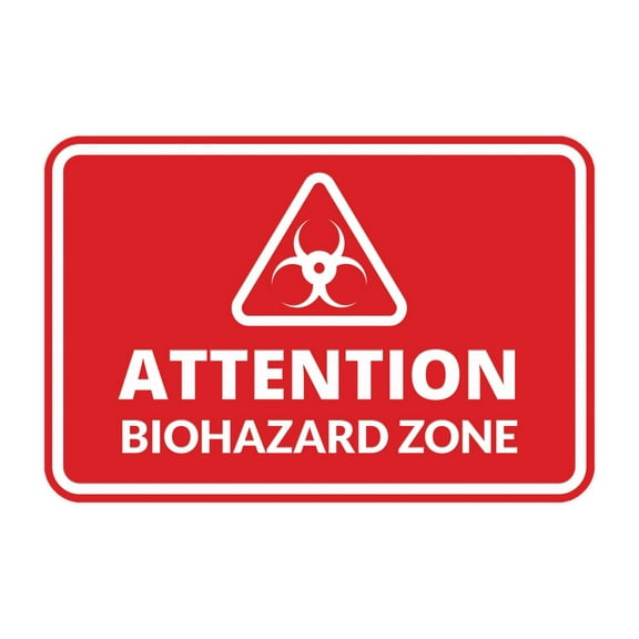 Signs ByLITA Classic Framed Attention: Biohazard Zone Door or Wall Sign Easy Installation | Health And Safety | Building And Warning Sign (Red) - Large