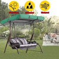 thumbnail image 3 of Toldo para silla con asiento oscilante para exteriores, parasol, techo, resistente al viento, juego de toldo de repuesto para hamaca antijardín, verde, 142x120x18cm/56x47x7'', 3 of 5