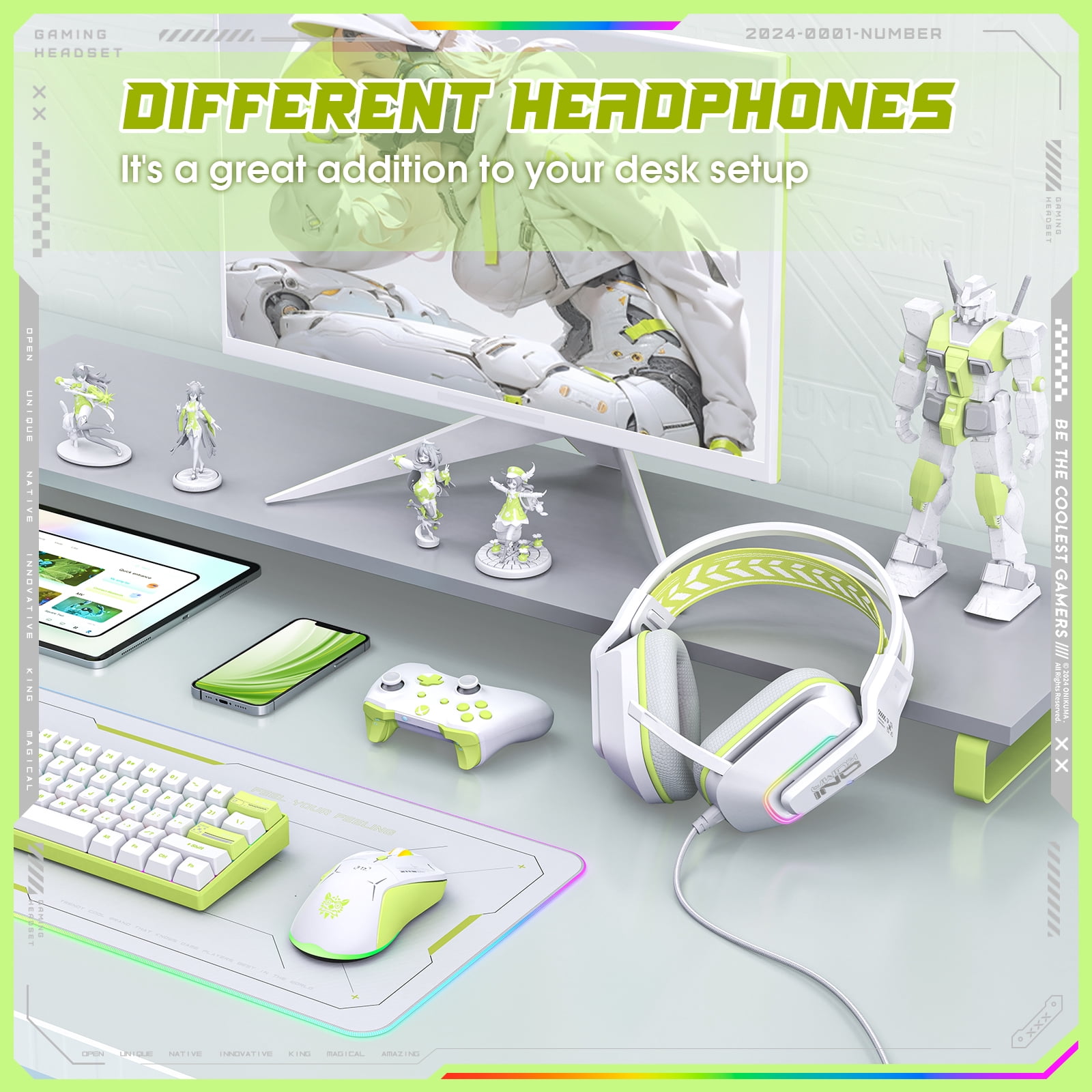 Gaming Headset with Mic for PC PS4 PS5 Xbox One Switch,Gamer Headphones Video Game Computer Gaming Headsets with Noise Cancelling Microphone Gaming Head Set Laptop Accessories,White