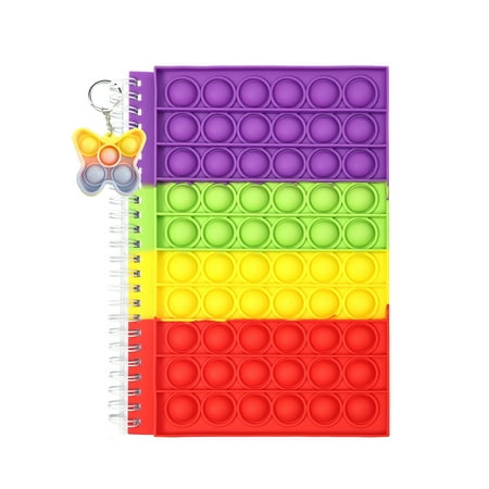 Springcmy Pop-It Notebook and Pencil Case Set Fidget Toys Simple Dimple Poppers Fidgets Sensory Toy Rainbow Push Popping Bubble Game