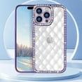 thumbnail image 5 of Compatible with iPhone 14 Pro Max Clear Bling Case Glitter Diamond Rhinestone Rhomboid Pattern Sparkle Bumper Fashion Cute Luxury Protection Shockproof Case for Women Girls, 5 of 14