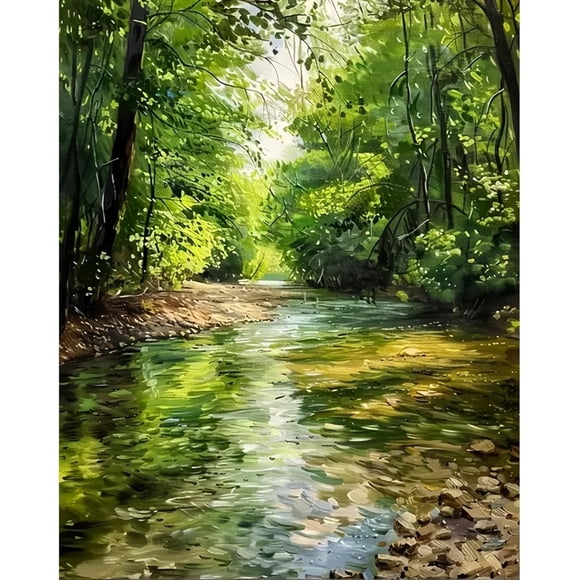 Adult Beginner Digital Oil Painting Set - Forest Firefly Landscape Painting, Personalized Digital Oil Painting Set, Easy Frameless for Adult Artists, Home Wall Decoration Gift, 40*50 cm, Frameless.