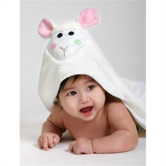 ZOOCCHINI Baby Snow Terry Hooded Bath Towel - Lola Lamb (0-18M)