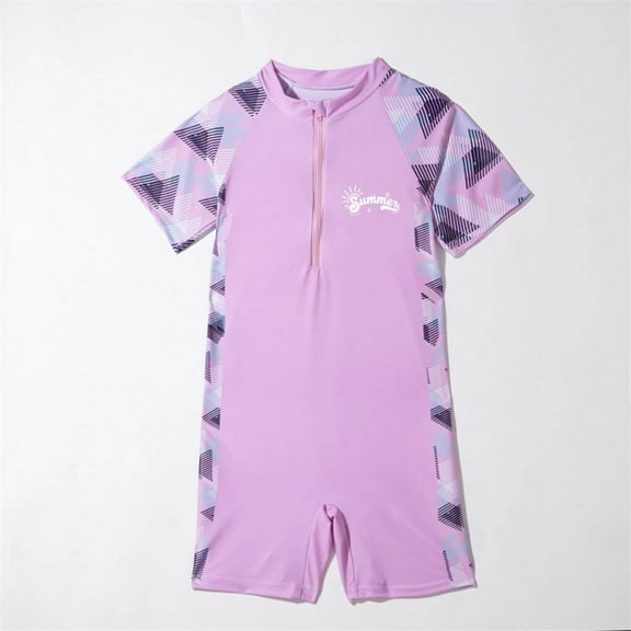 3-14 Years Girls Rash Guard Long Sleeve Shirts One Piece Swimsuit Surfing Bathing Suit UPF 50 Front Zip Surf Pink 9-10 Years