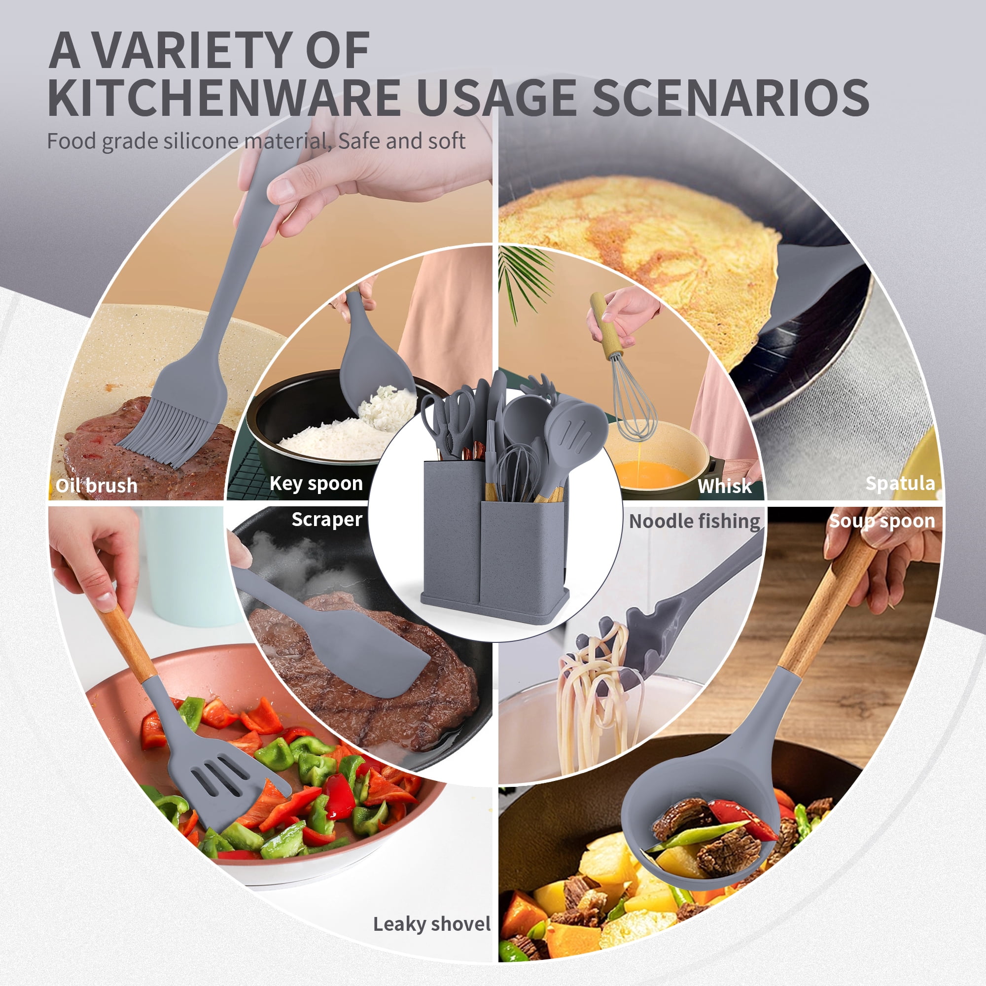 19 piezas de silicona Heat-Resistant cuchillo de cocina Combi Set  Utensilios de cocina. - China Utensilio y utensilios de cocina precio