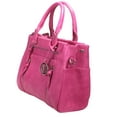 thumbnail image 4 of ZzFab Multi Zippers Fashion Locking Faux Leather Bag Pink, 4 of 5