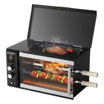 5-in-1 Indoor Electric Grill with Rotisserie & Skillet - 32L Capacity, Sunmaki 1800W Countertop Vertical Rotisserie Oven for Roasting Chicken, Meat & Sausages