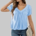 thumbnail image 7 of Lixiuxyad Women's Casual Summer T Shirts Short Sleeve V Neck Tops Tshirts Womens Summer T Shirts,Blue M, 7 of 7