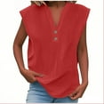 thumbnail image 2 of LADIGASU Women's Solid Button Shirt Female-Neck Loose T-shirt Blouse, 2 of 5