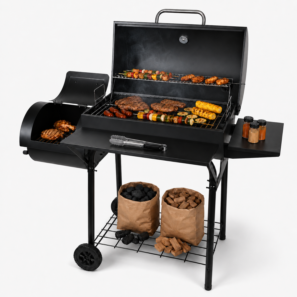 laraVist Charcoal Grill with Offset Smoker, 800 Sq. In. BBQ Grill