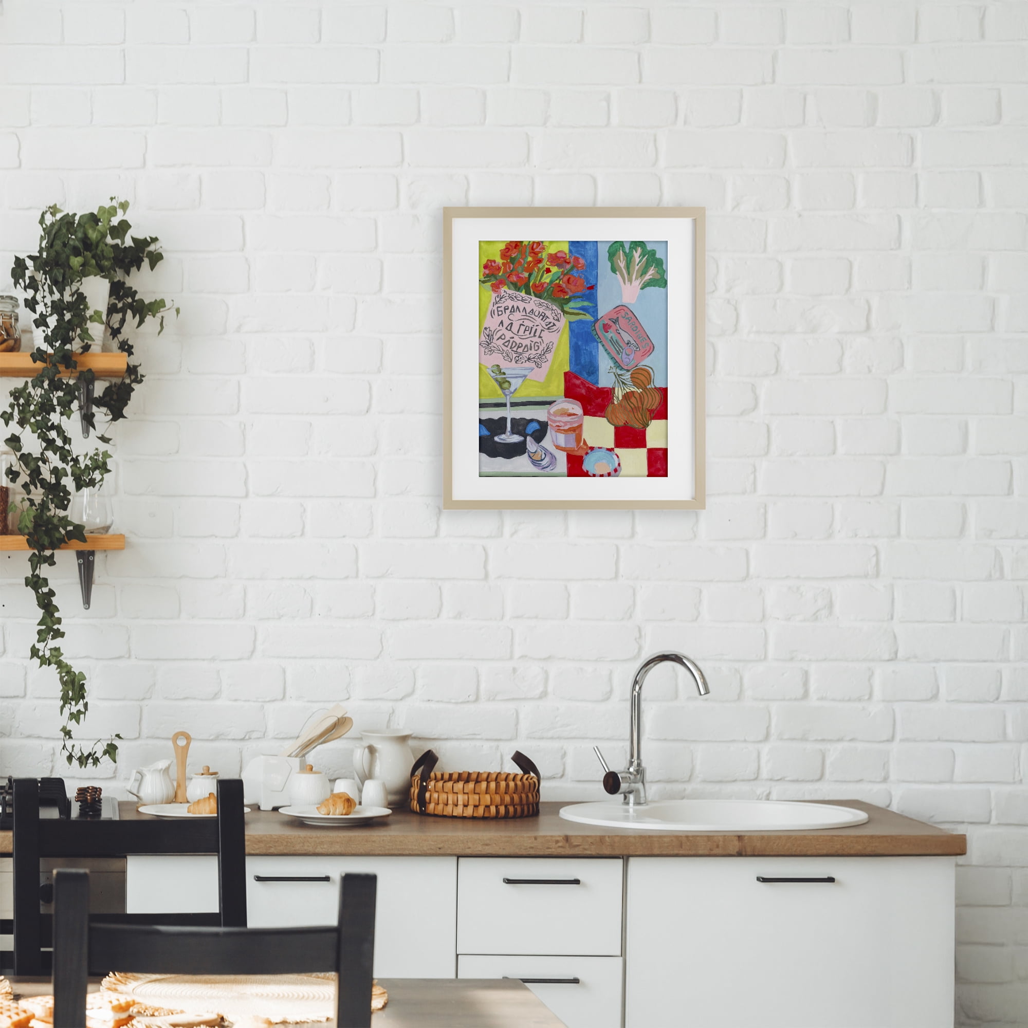 Stupell Industries Kitchen Checkered Still Life Birch Framed Print Under Glass, design by Melissa Wang