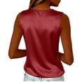 thumbnail image 4 of WULMLEO Women's Elegant Silk Satin Tank Tops Sleeveless Cowl Neck Dressy Casual Blouses Red S, 4 of 6