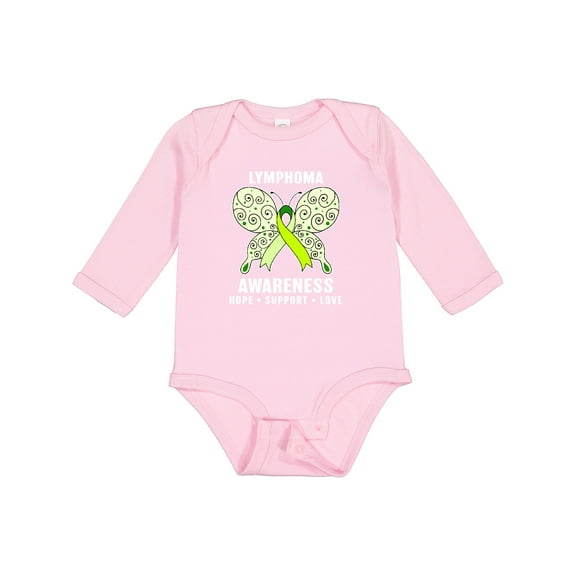 Inktastic Lymphoma Awareness Hope Support and Love Boys or Girls Long Sleeve Baby Bodysuit