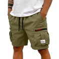 thumbnail image 2 of HKYNLAG Mens Cargo Shorts Knee Length Big and Tall Hiking Shorts Relaxed Fit Wide Leg Outdoor Carpenter Work Short with Zipper Pockets Dark Green M, 2 of 7