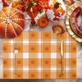 thumbnail image 2 of Fall Placemats Set of 4 Buffalo Check Orange Place Mats Thanksgiving Placemat Fall Maple Leaf Plaid FarmHouse Table Mats for Dining Kitchen Table Holiday Dinner Party Home Fall Decorations 13x19, 2 of 8