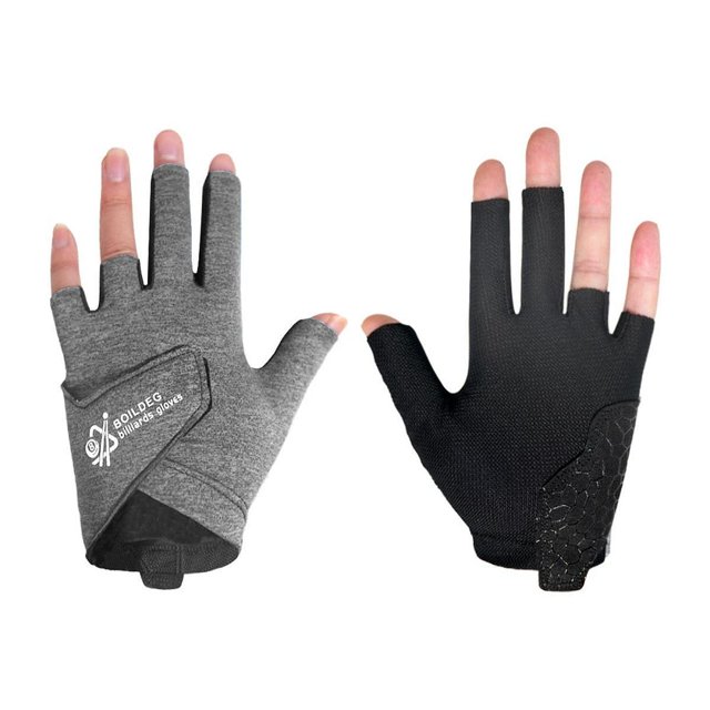 3 dedos Glove de billar, cómodos accesorios de billar sin deslizamiento, guante de billar sin dedos de la mano izquierda para practicar deportes, M gris M