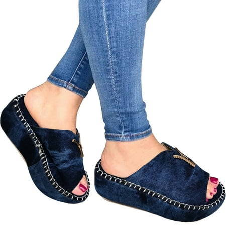 

Mishuowoti slipper for women 2023 Wedges Shoes Women Sandals Comfort With Elastic Ankle Strap Casual Bohemian Beach Shoes Slip On Sandals Women Flats Open Toe