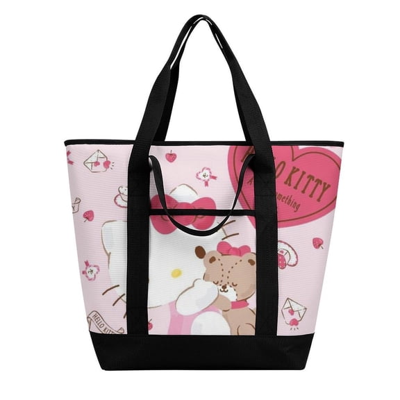 Hello Kitty Insulated Shopping Bag Foldable Thermal Tote Bag Multi-Purpose Cooler Bag for Market, Beach & Camping