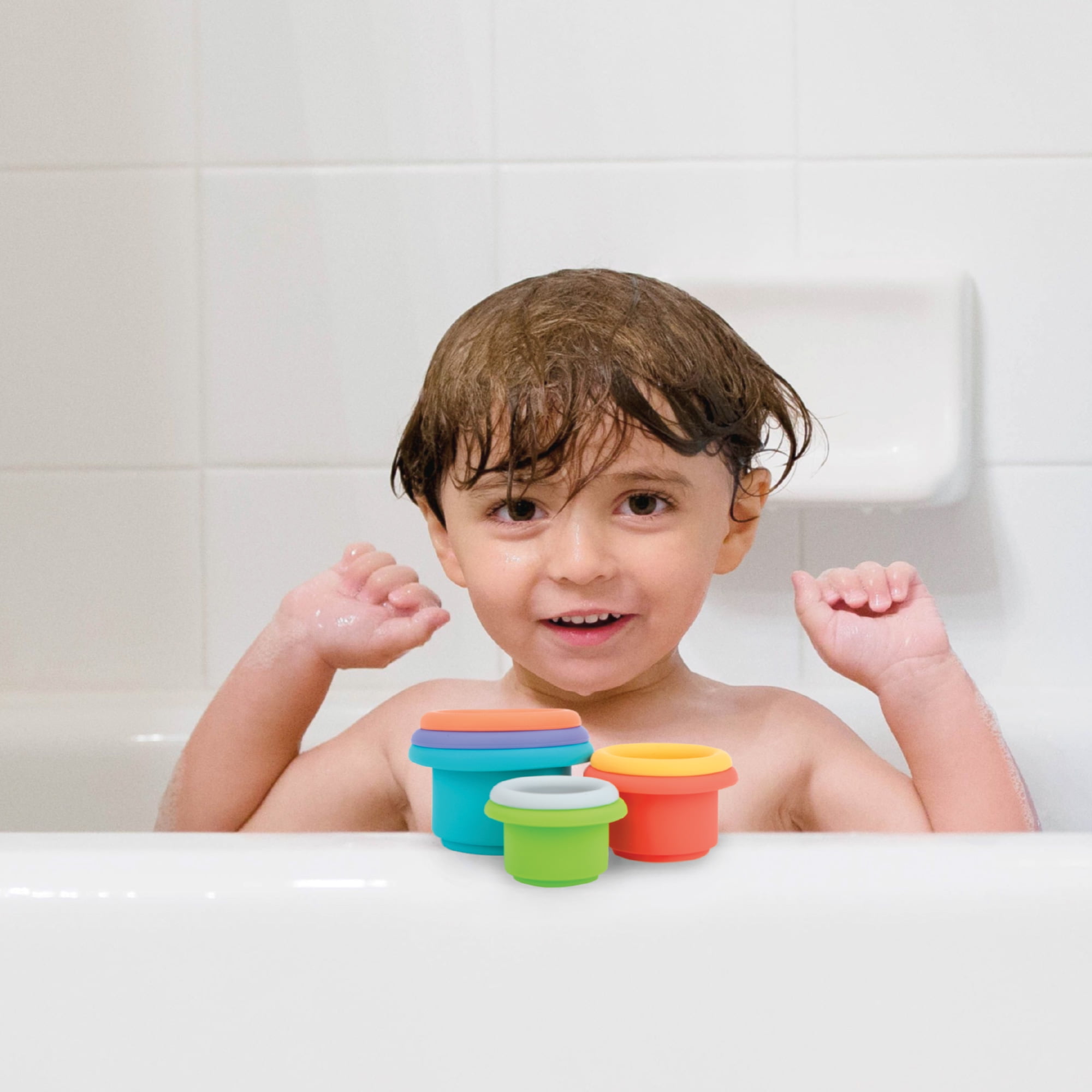 Nuby Soft Silicone Stacking Cups, Stackable Toy, 7 Count
