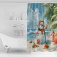 thumbnail image 4 of Extra Long Shower Curtain 72x96 Inch, Blue Coastal Christmas Shower Curtain Waterproof Bathroom Decor Xmas Snowman Flamingo Fabric Bath Curtain Set Accessories with Hooks, 4 of 6