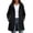 Black, variant on ClodeEU Women's Drawstring Hood Mid Length Windproof Trench Coat,Long Sleeve Casual Jacket with Pockets Black,Women's Plus L