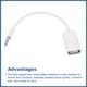 thumbnail image 4 of 2 Pcs Cable Aux a USB, Conector de Jack de Audio Aux de 3.5 mm Macho a USB 2.0 Hembra para Puerto AUX de Coche, Blanco, 4 of 6