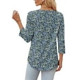 thumbnail image 6 of Ronuti 3/4 Length Sleeve Womens Tops V Neck Tunic Shirts Loose Curved Hem Blouses Dressy Casual M-3XL, 6 of 9