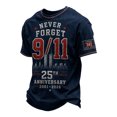 thumbnail image 2 of 9/11 25th Anniversary T-Shirt, Never Forget 911 Graphic Short Sleeve Crew Neck Shirt,Salute to 343 Firefighters American Patriotic 25th Memorial Tee, Red S, 2 of 4