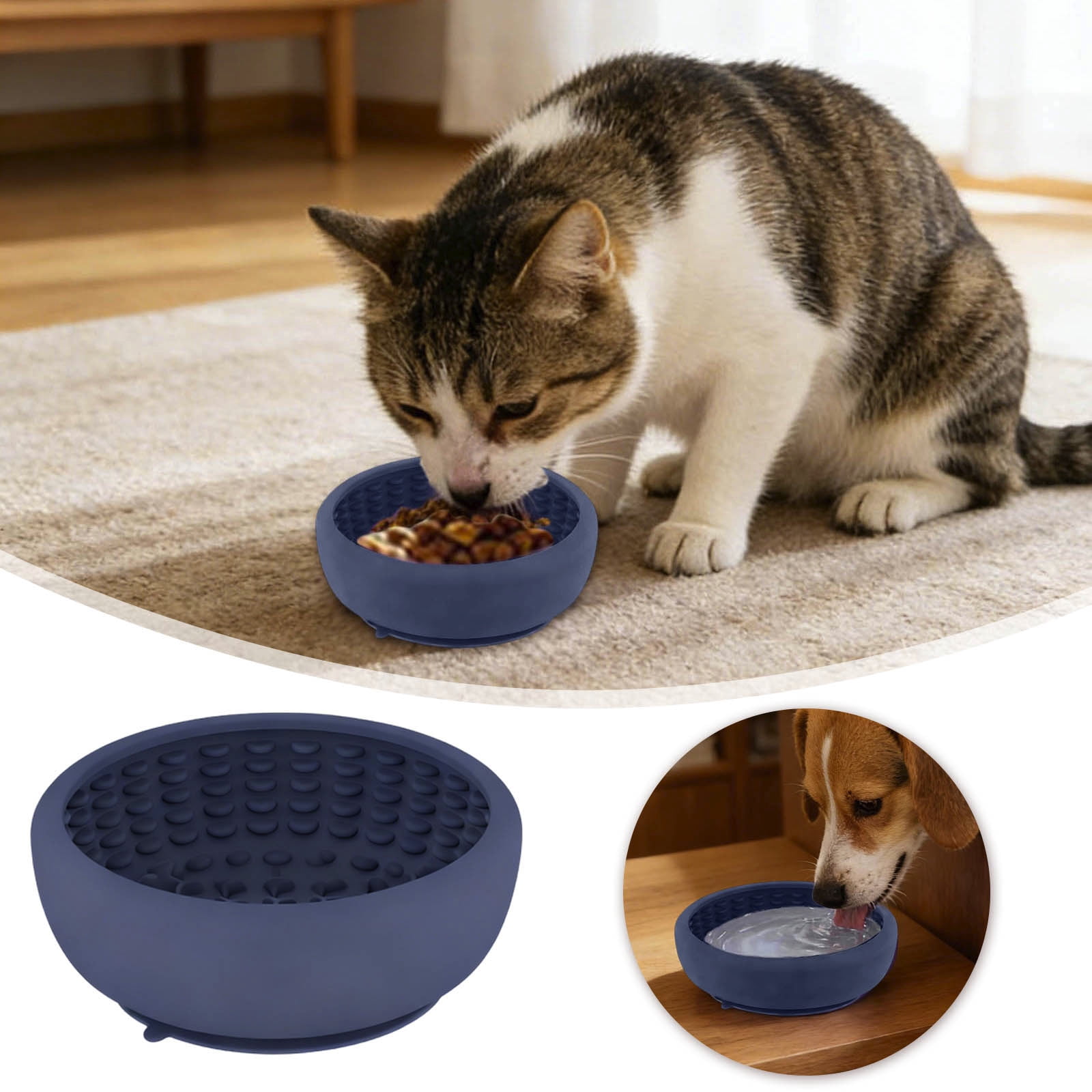 Dog Lick Bowl & Anxiety Relief Lick Mat - BPA Free Silicone Slow Feeder for Dogs, Non- Freeze Enrichment Puzzle Feeder for Distraction, Dishwasher Safe for Small & Medium Pets