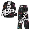 thumbnail image 3 of Suhoaziia Pajamas for Women Soft Comfy Nightclothes Print Graphic Music Piano Long Sleeve Tops with Long Pants Novelty Loose Fitting Crewneck Button Loungewear Size L, 3 of 6