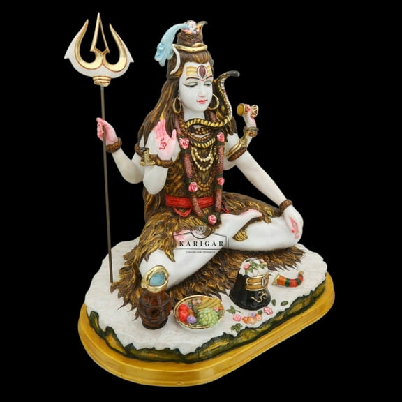 Shiva Statue Murti 13 inches Mahadev Idol Shankar Sculpture Bholenath Hindu Religious God Deity Shiv Statue Marble Hindu god of yoga meditation Lord Shiva idol figurine Temple Pooja Housewarming Gifts