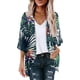 thumbnail image 1 of ICHUANYI Clearance Women's Summer Floral Print Puff Sleeve Cardigan Loose Cover Up Casual Blouse Summer Trendy Tops(Army Green, M) ICHUANYI WER2023080707228, 1 of 4