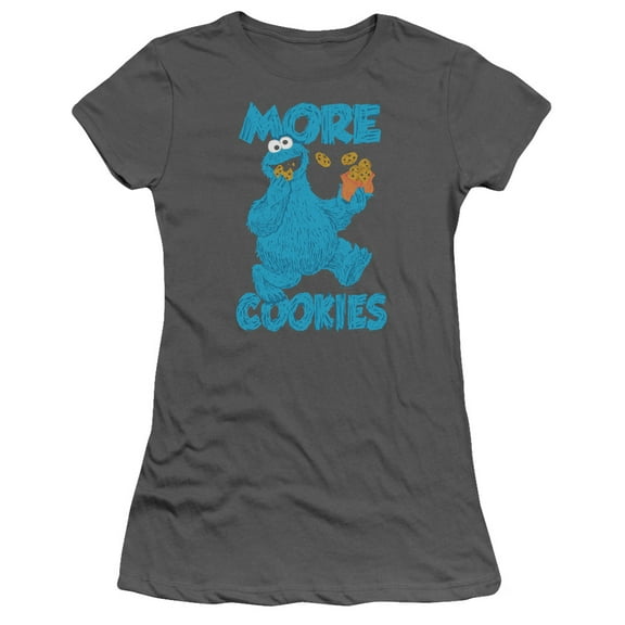 Sesame Street More Cookies S/S Junior Women's T-Shirt Sheer Charcoal