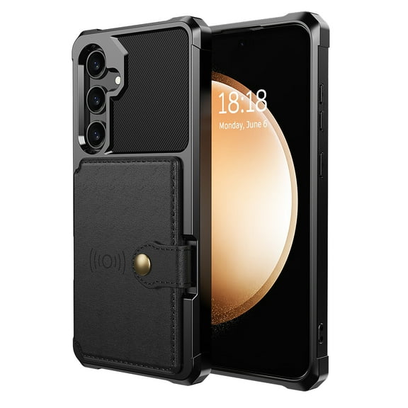 Dteck Magnetic Leather Wallet Case for Samsung Galaxy S24 FE,Shockproof Silicone Case Card Slots Holder Leather Flip Stand Cover for Samsung Galaxy S24 FE,Black