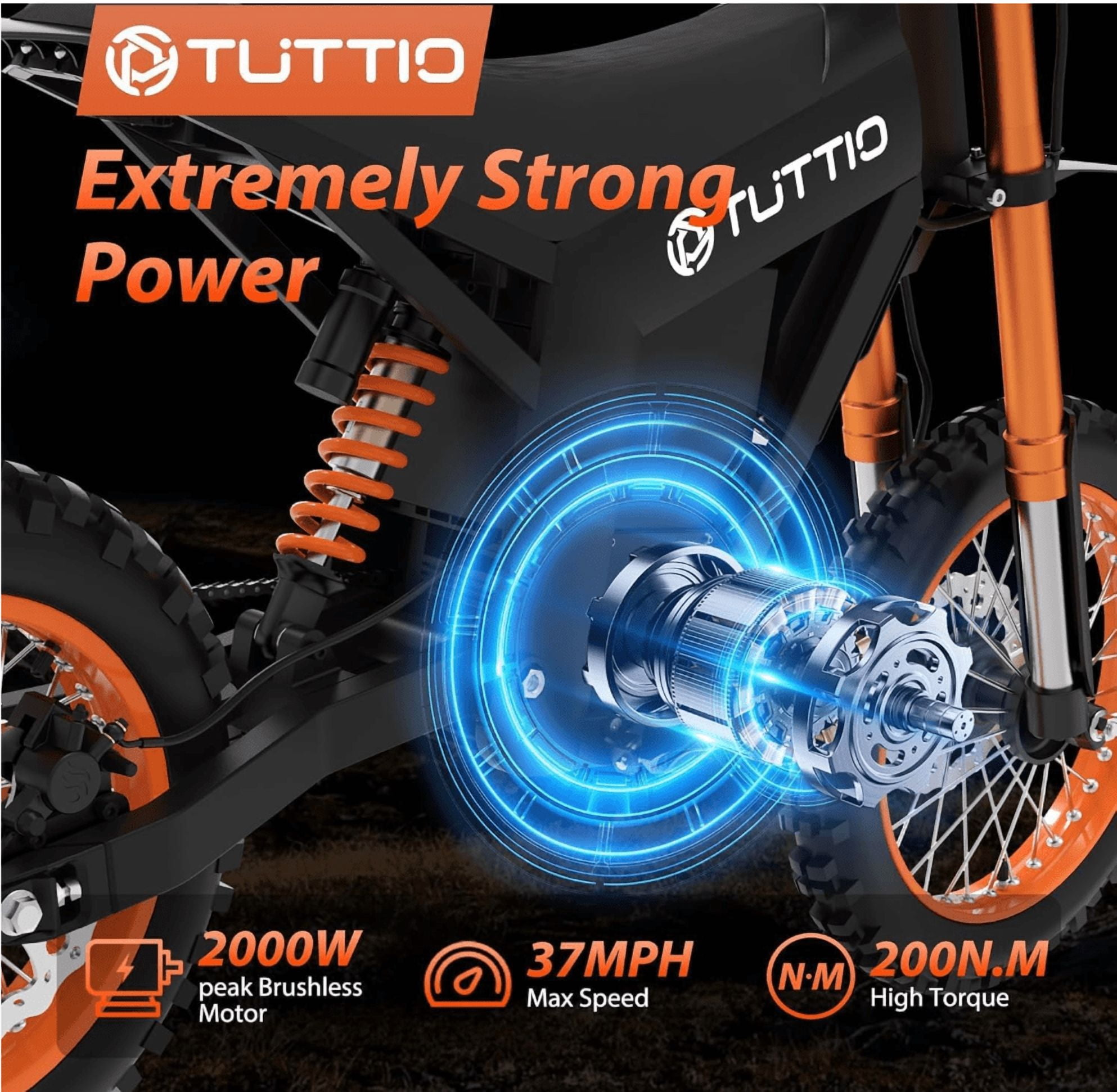 RM7 Electric Dirt Bike for Teens & Adults, 2200W Peak Power, 37 MPH Max Speed, 45-Mile Range - 48V/22.5Ah Removable Battery, Full Suspension, Hydraulic Brakes (Ages 13+)