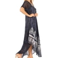 thumbnail image 4 of Sakkas Ronny Lace Embroidered Cap Sleeve Tie Dye Wash Caftan Dress / Cover Up - Dusty Blue / Black - One Size Regular, 4 of 5