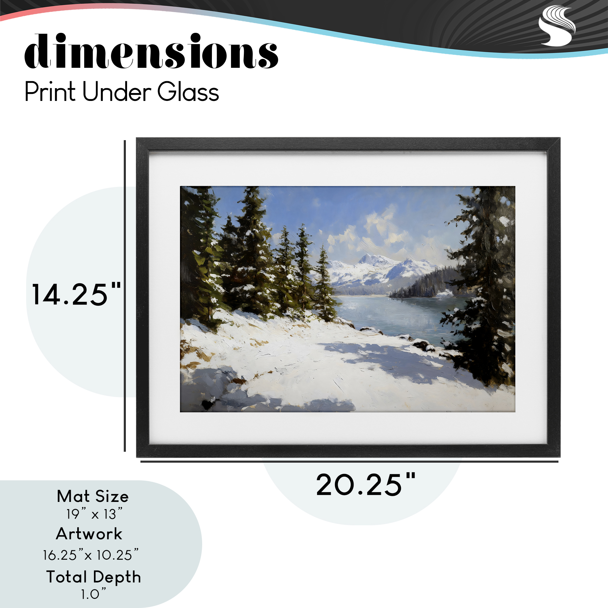 Way Up North Landscape Black Framed Print Under Glass, design by Petal Prints Design