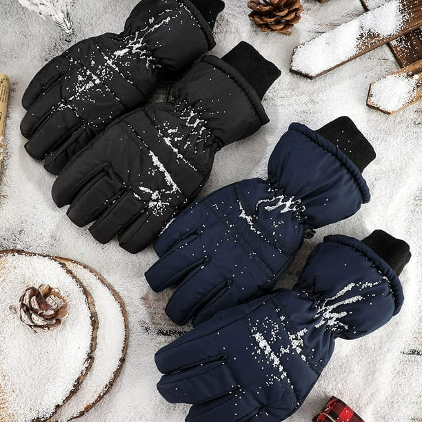 2 Pairs Kids Ski Gloves Waterproof Winter Mittens Warm Full Finger