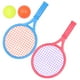 thumbnail image 4 of Juego de 2 raquetas de tenis pequeñas para niños, de plástico, para jardín de infantes, con 4 pelotas de tenis (rojas y azules)., 4 of 5