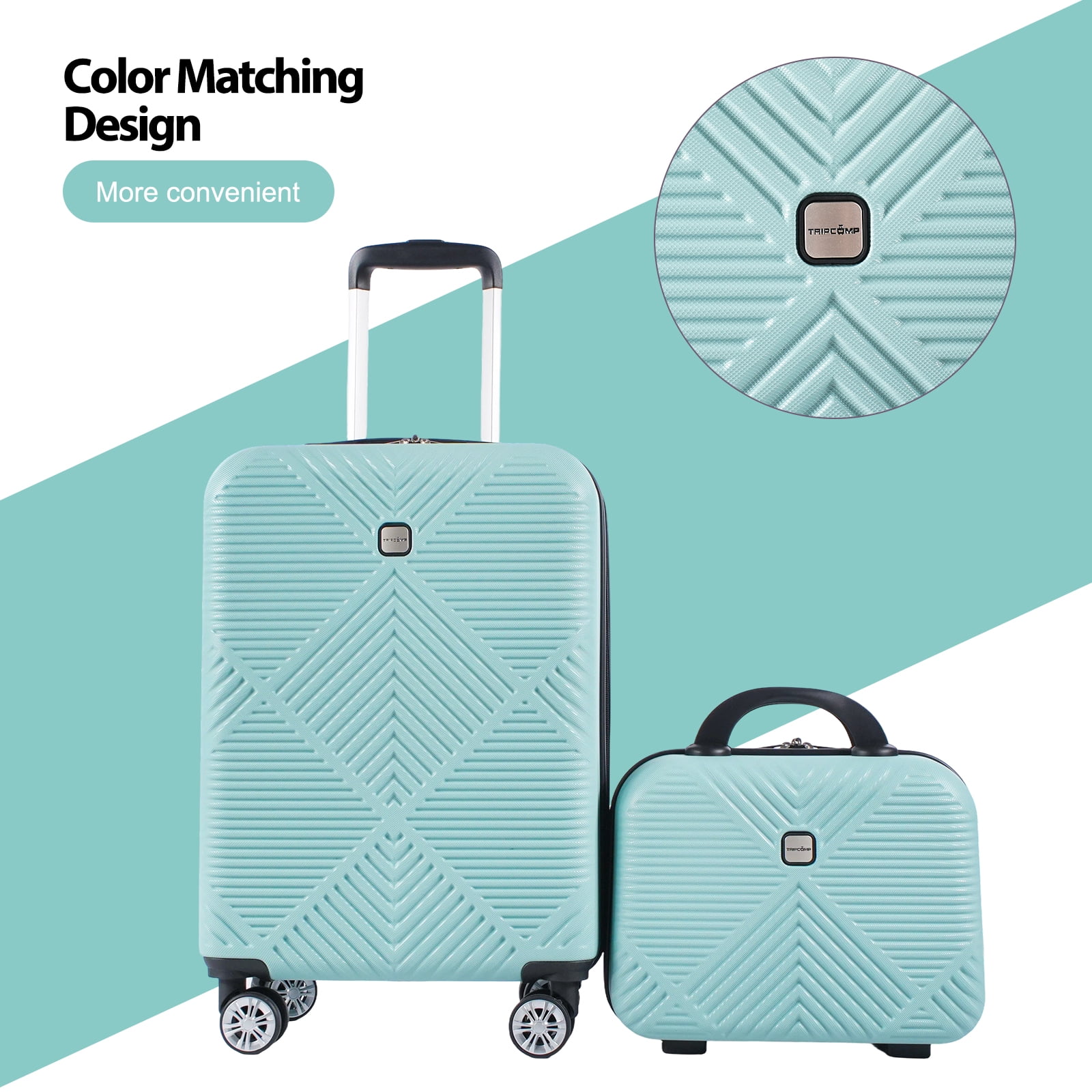 Tripcomp Luggage Sets 2 Piece Suitcase Set (14/20/)Hardside Suitcase with Spinner Wheels Lightweight Carry On Luggage(Light Blue)