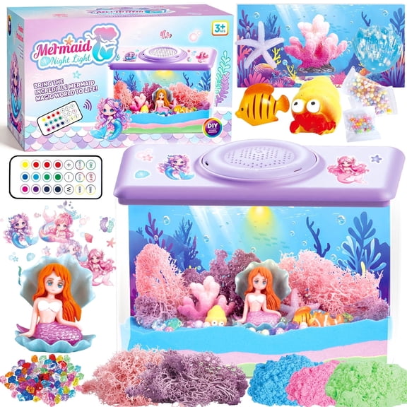 Caunedy Mermaid Terrarium Kit for Kids,DIY Arts and Crafts Kit,Perfect Birthday Gifts for Kid Aged 4-12