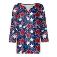 thumbnail image 4 of IYYVV 3/4 Length Sleeve Womens Tops 4th of July Button Down Shirts for Women Summer Top 2025 Patriotic Stars Stripes Flag Graphic Tees Dark Blue S, 4 of 7