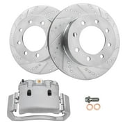 Detroit Axle - 353mm Front Drilled Rotors Driver Side Brake Caliper Replacement for 2006-2008 Dodge Ram 1500 2500 3500