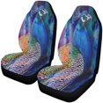 thumbnail image 1 of ABPHQTO Juego de 2 fundas de asiento de coche elegante hermoso pavo real Universal Auto asientos delanteros Protector apto para coche, SUV sedán, camión, 1 of 3