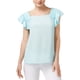 thumbnail image 1 of Blusa de Manga larga con volantes maison Jules para mujer azul extragrande, 1 of 4