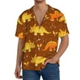 thumbnail image 3 of Vsdgher Dinosaurs and Leaves Print Men's Wrinkle Free Untucked Cuban Shirt Business Casual Button Down Shirts Short Sleeve Shirt, 3 of 7
